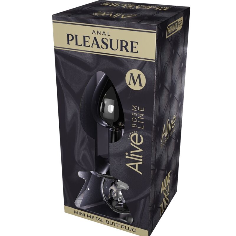 ALIVE - ANAL PLEASURE MINI PLUG METAL NEGRO TALLA M