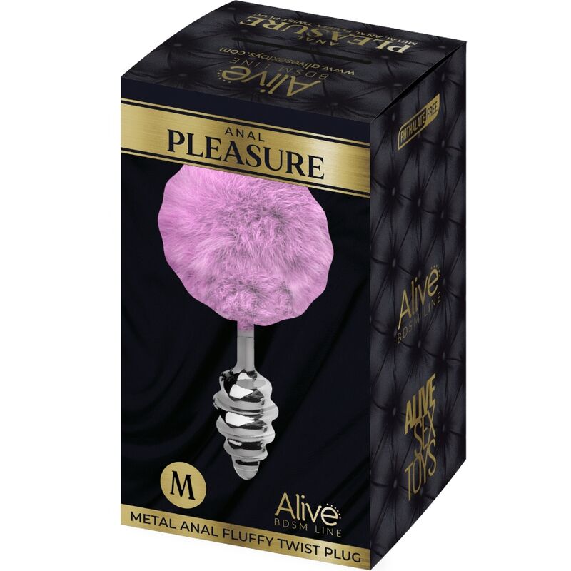 ALIVE - ANAL PLEASURE PLUG ESPIRAL METAL POMPON VIOLETA TALLA M