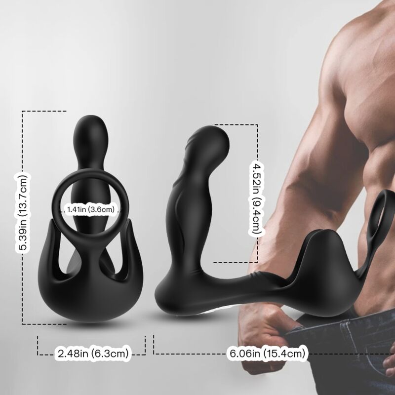 ARMONY - SURROUND VIBRADOR ANAL & ESTIMULADOR TESTICULOS & ANILLO CONTROL REMOTO NEGRO